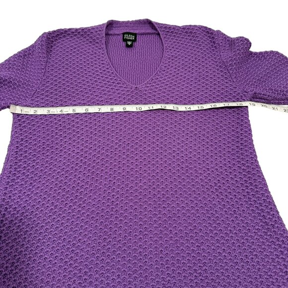Eileen Fisher Purple Waffle Knit Merino Wool Sweater Size S - Picture 6 of 8